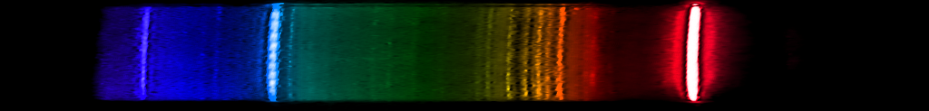 Photograph of emission spectrum of Hydrogen.