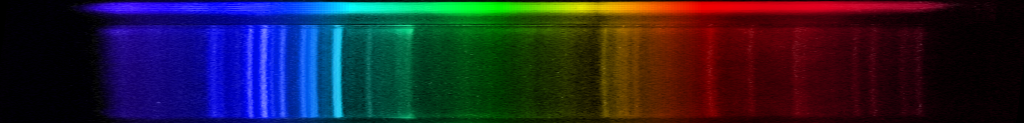 Photograph of emission spectrum of Xenon.